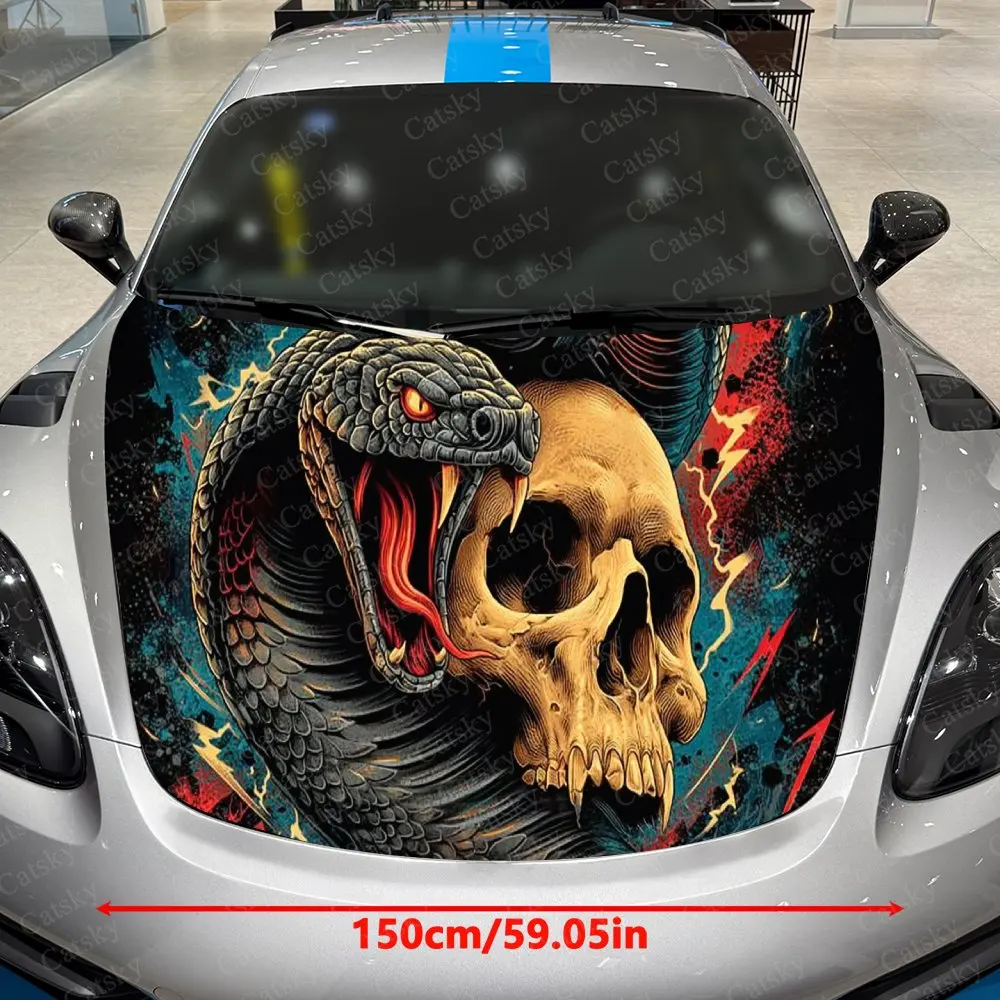 غلاف فينيل للسيارة من Nether Realm Scarlet Flame Snake، ملصق غطاء محرك السيارة المقاوم للماء من مادة PVC، عصا ذاتية اللصق مقاومة للخدش