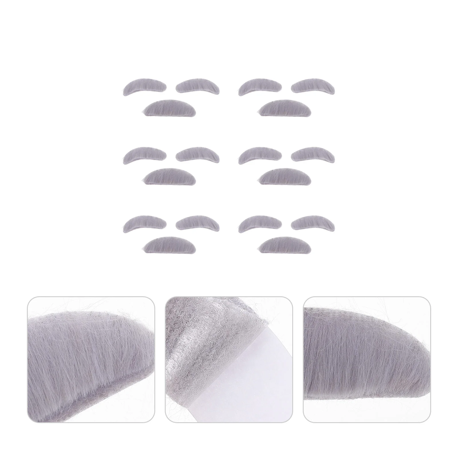 

6 Sets Artificial Eyebrows Beard Costume Party Supplies Self-adhesive Bread Fake Props Halloween Cosplay Plush Old Man