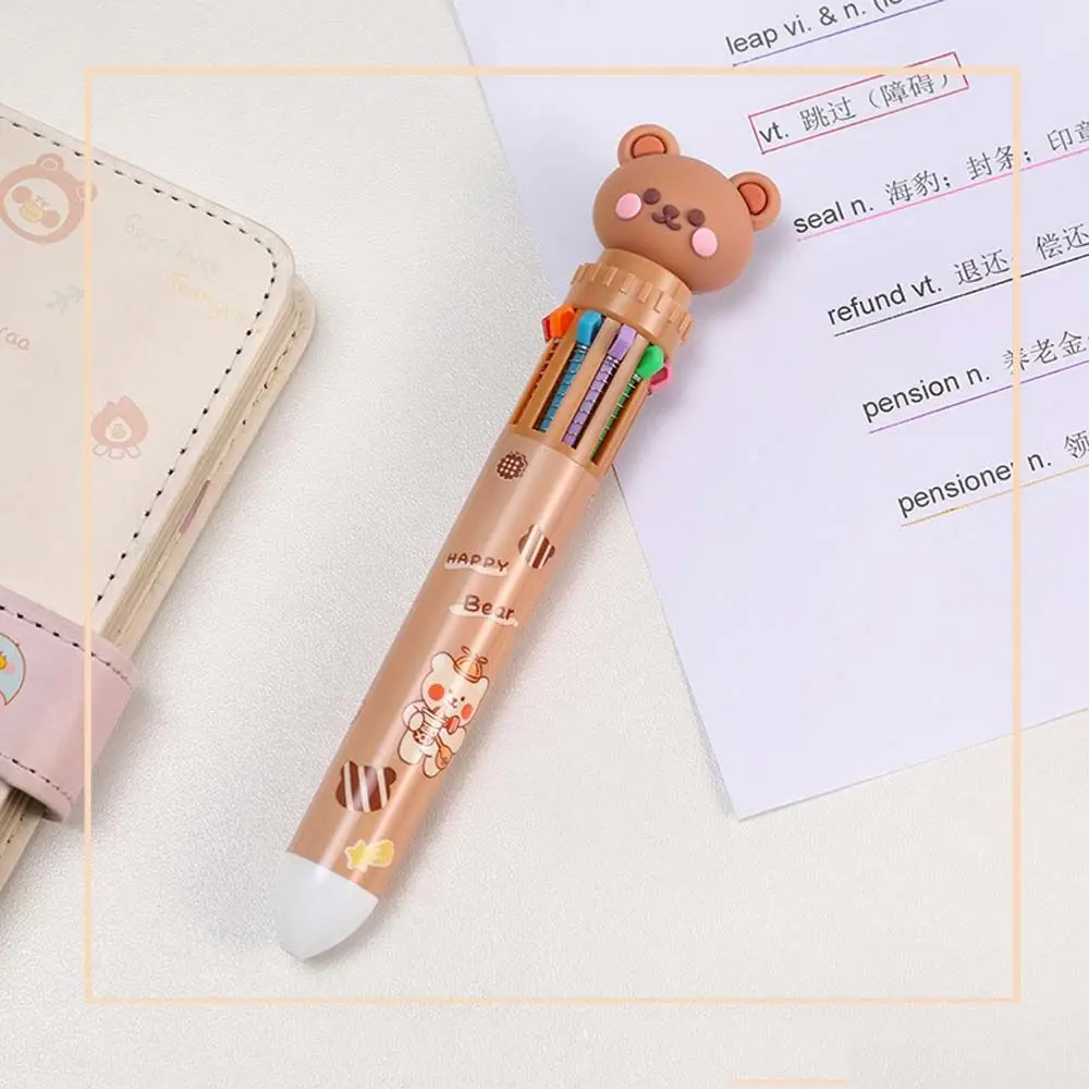 

Office Supplies Learning Cartoon Handwriting Stationery Cartoon Bear Ballpoint Pen Ten Color Ball Pen Student Writing Pens