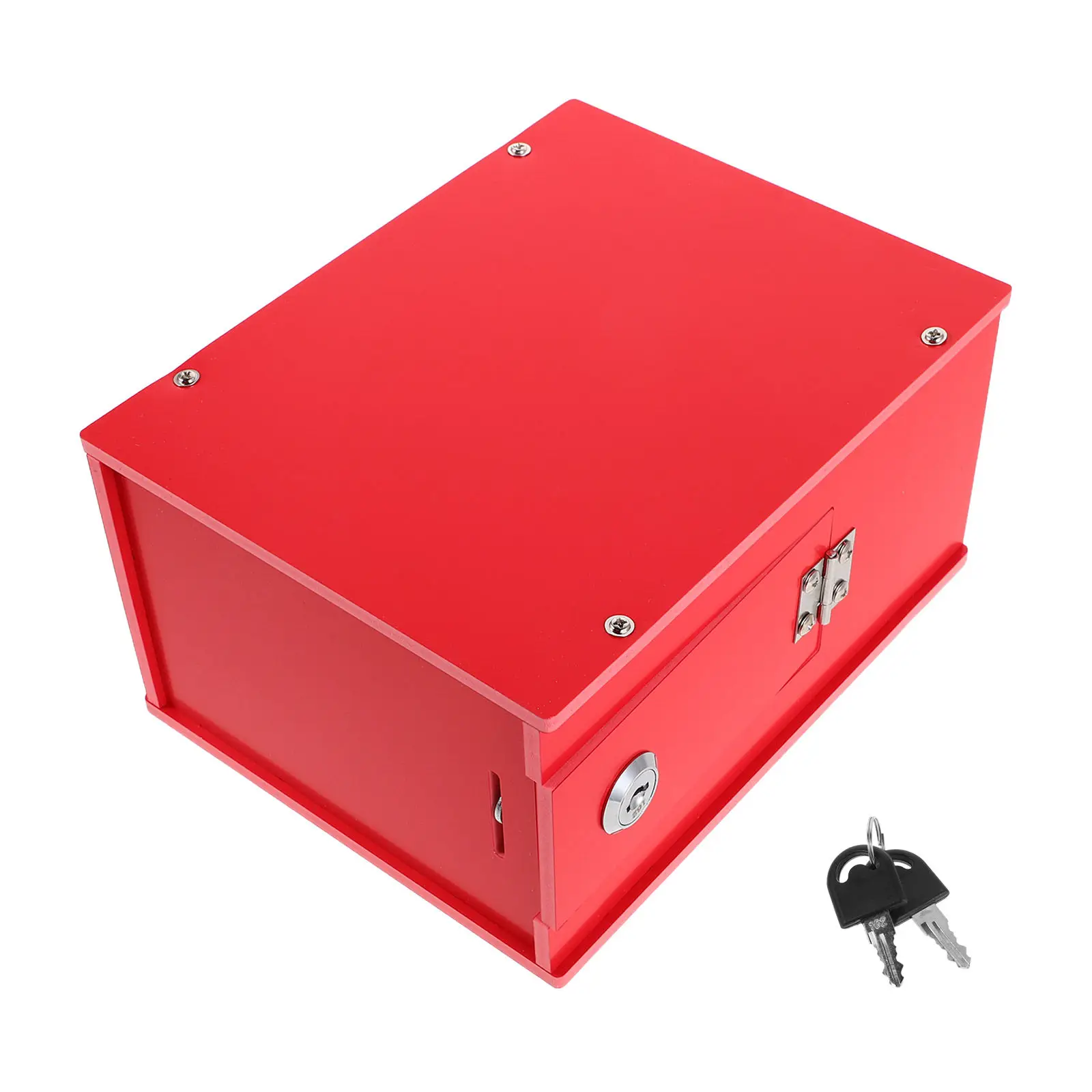 Red PVC Donation Box Lockable Suggestion Ballot Box Multiuse Voting Feedback Collection Fundraising Charity Office School