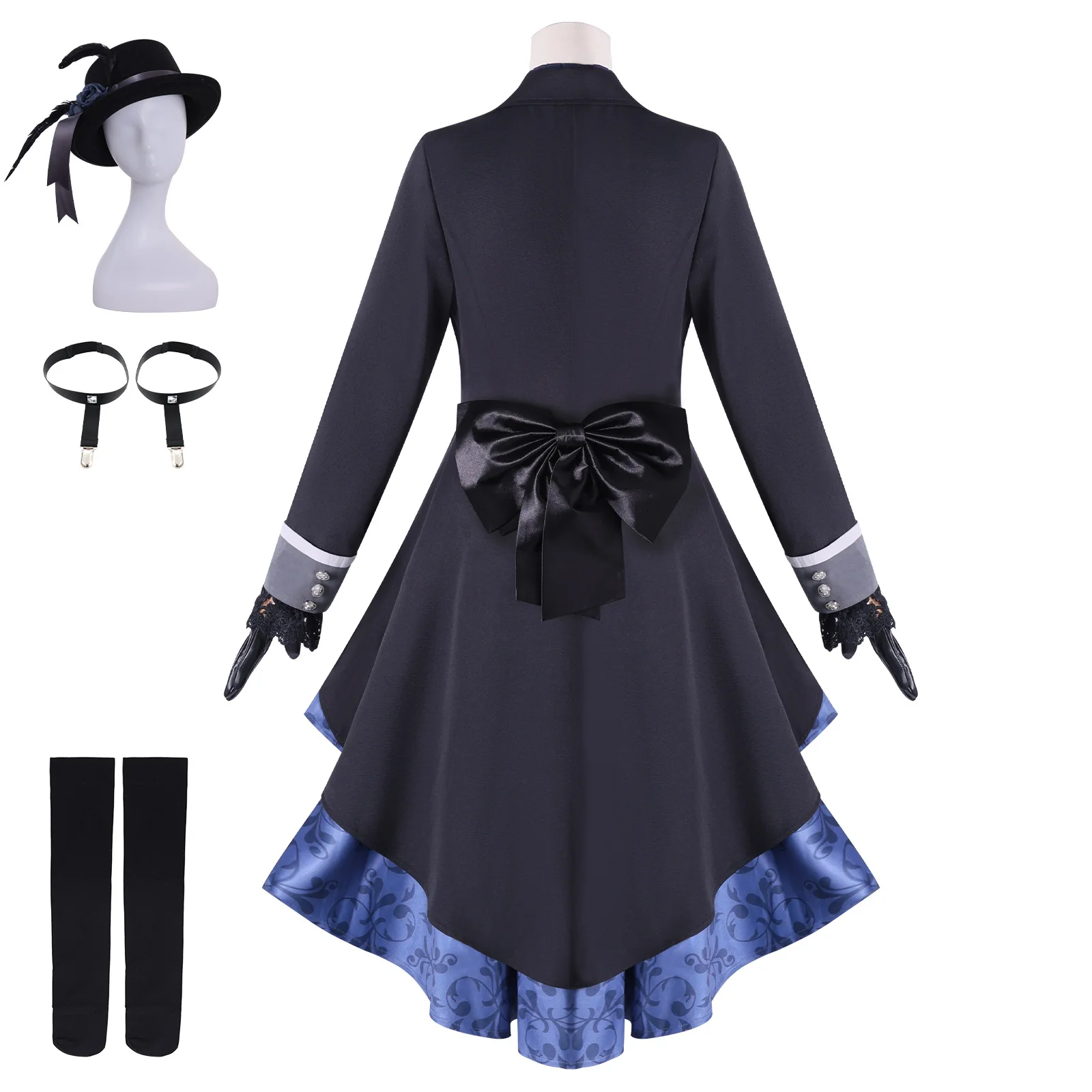 In Stock Ciel Phantomhive Cosplay Costume Black Rose Ciel Phantomhive Wig Halloween Party Suit