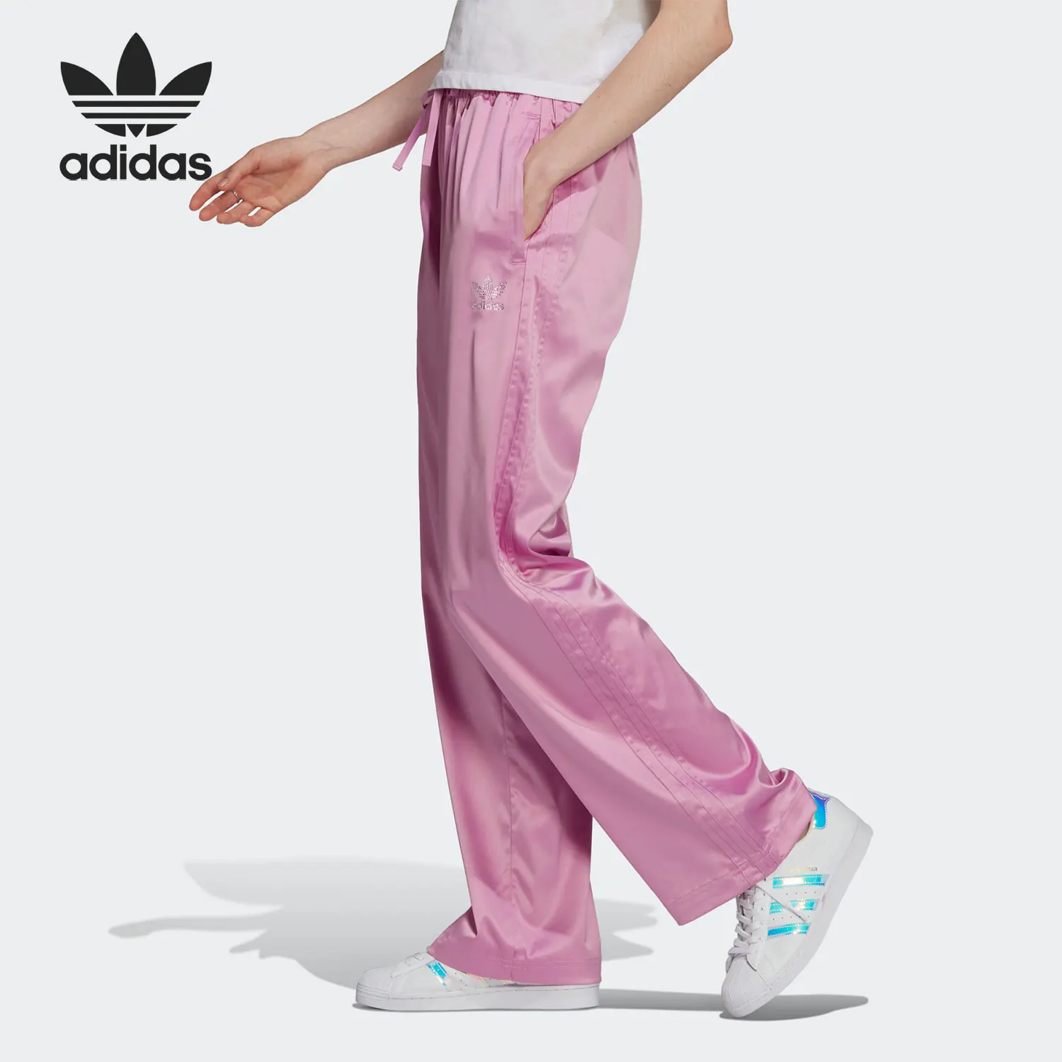 أديداس سروال رياضي كاجوال مريح فضفاض وواسع الساق للسيدات من البرسيم HF9210 #3