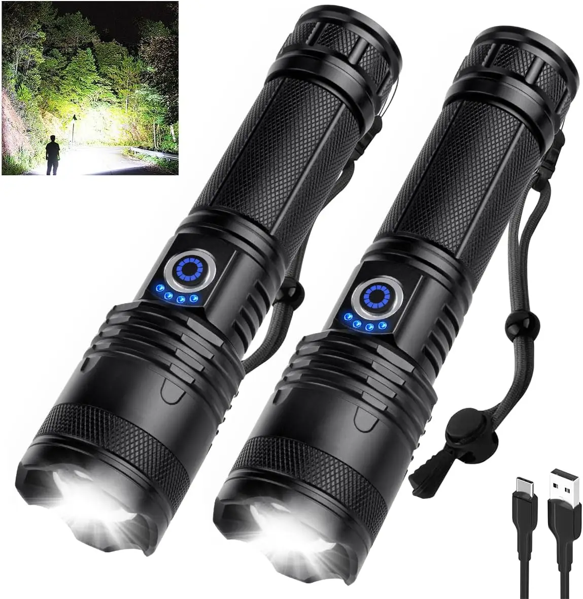 Super Bright Powerful Tactical Flashlight, 5 Modes IPX6 Waterproof Handheld Flashlights for Camping Emergencies