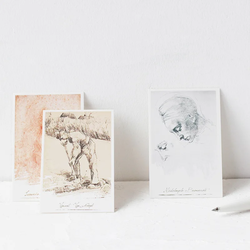 28 Sheets/Set Art Manuscript Series Lomo Card Mini Postcard DIY Greeting Card Message Card Stationery