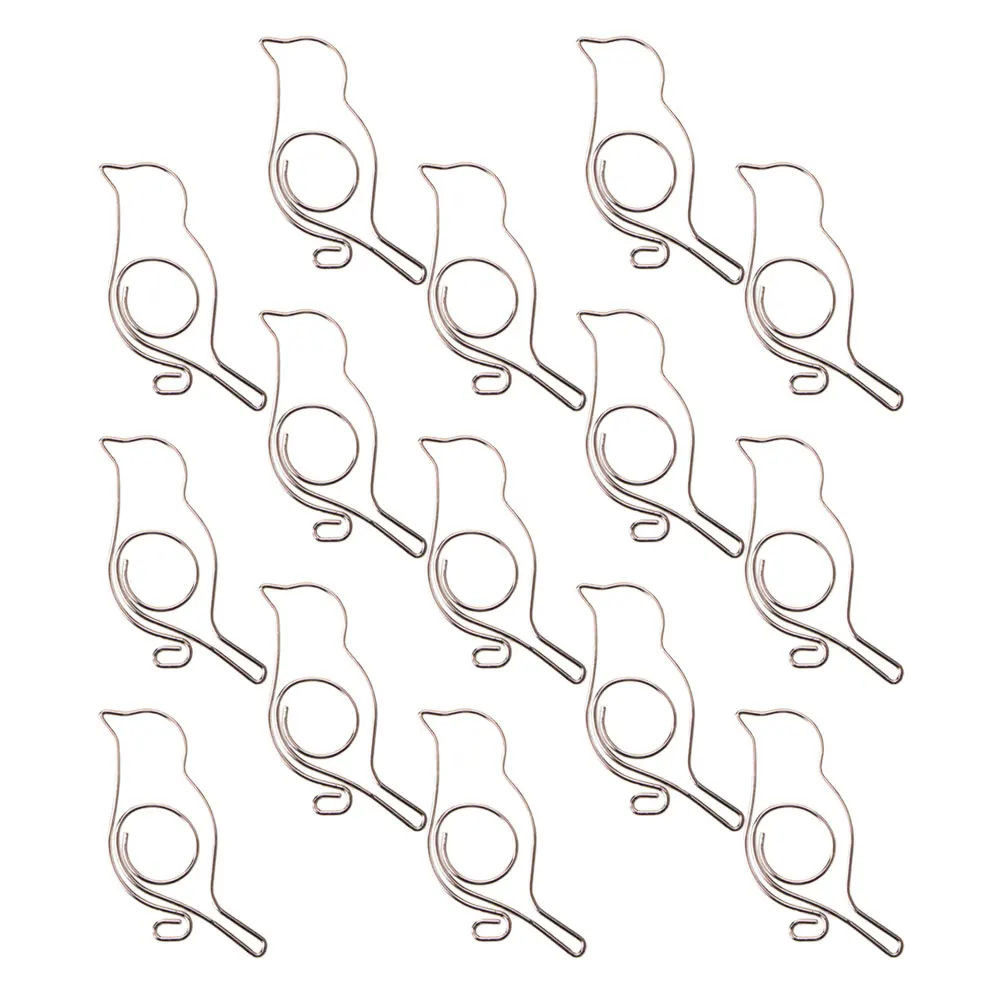 

20pcs Creative Paper Clips Metal Bird Shape Reliable Unique Files Study Work Organize Documents School Supplies