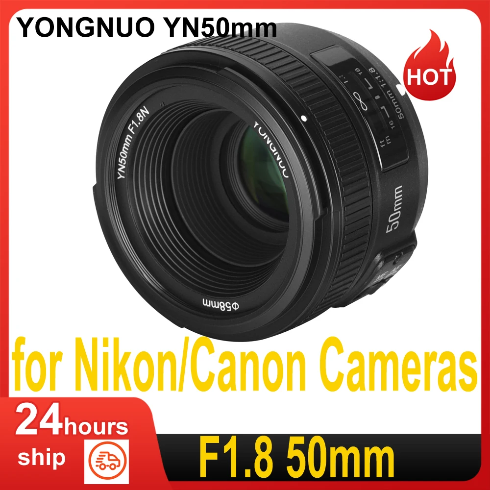 YONGNUO YN50mm F1.8 50mm camera Lens Large Aperture Auto/Manual Focus for Nikon Canon DSLR Cameras