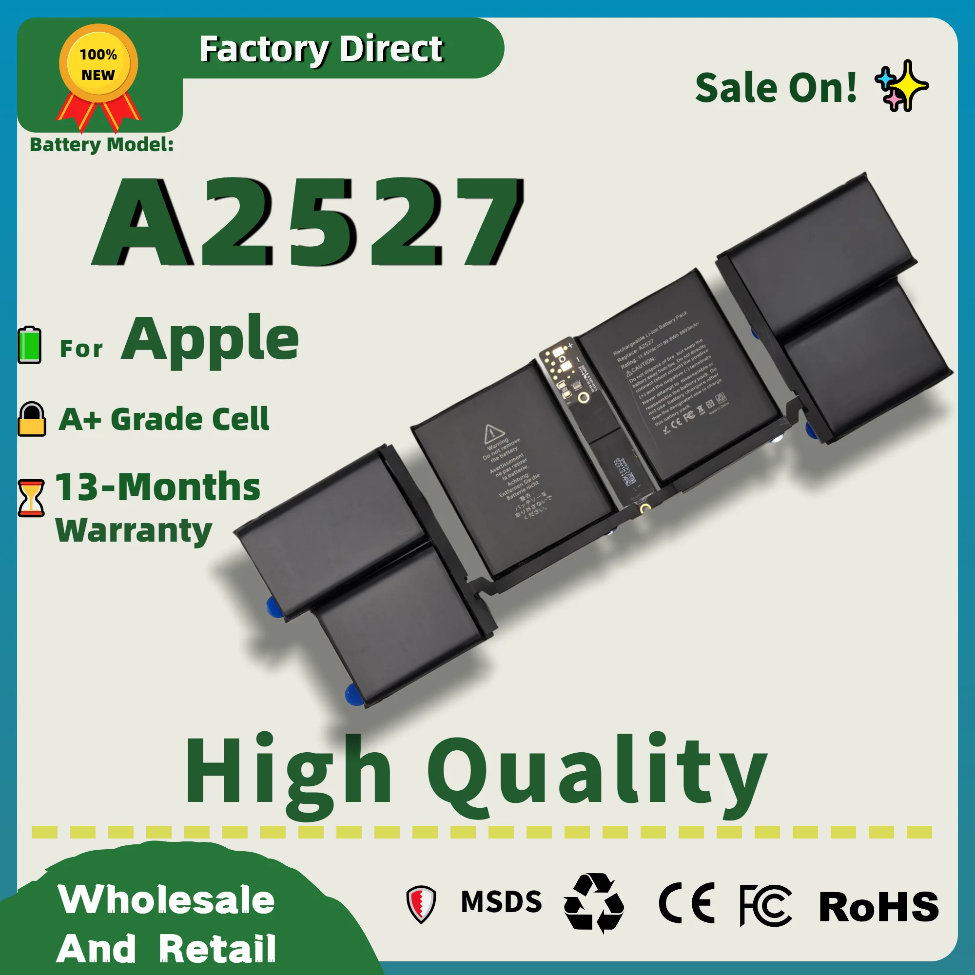 Factory Direct! Battery A2527 for Apple MacBook Pro 16'' A2485( Late 2021) MK183LL/A MK193LL/A MK1E3LL/A 13 months Warranty