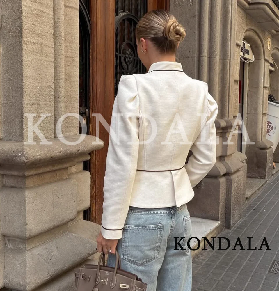 KONDALA Eleganter Schicker Schlanker Damen-Blazer 2026 Trendige Kontrastfarben Verzierte Knöpfe Blazer Damen Streetstyle Pendler-Blazer – Detail 3