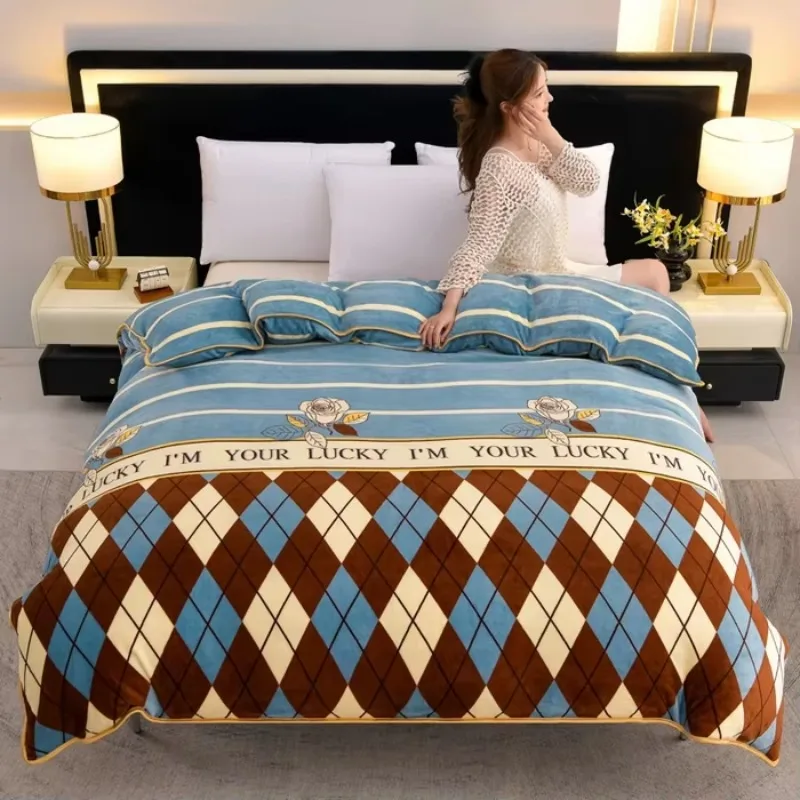 Winter Double sided Plush Milk Velvet Wool Single piece Suede Duvet Cover Thickened Warmth - Single layer Duvet Cover