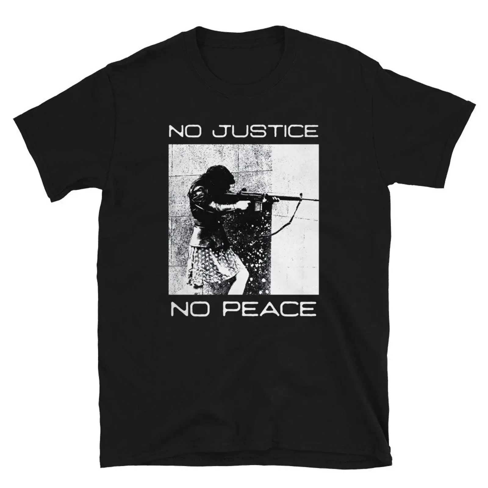 No Justice Peace T Shirt Anti Cop Protest Anarchist Punk Working Class USA and Shipped vintage Washed Soft Versatile Slightly