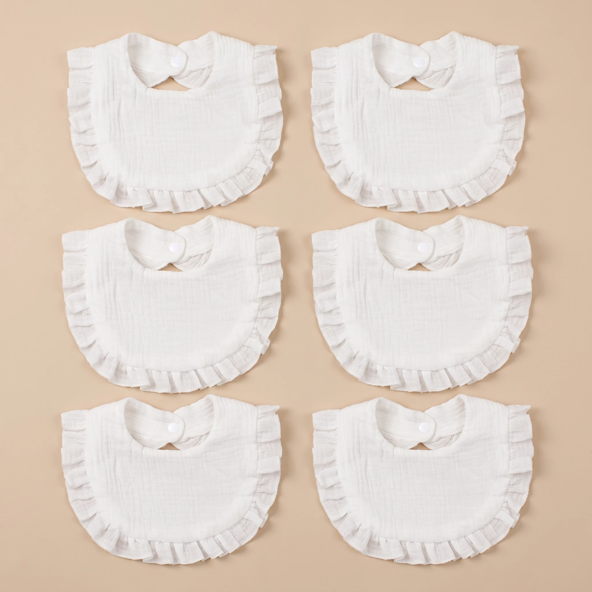 6pcs European and American style new ruffle baby bibs, children's lace gauze bibs and bibs, cute newborn supplies