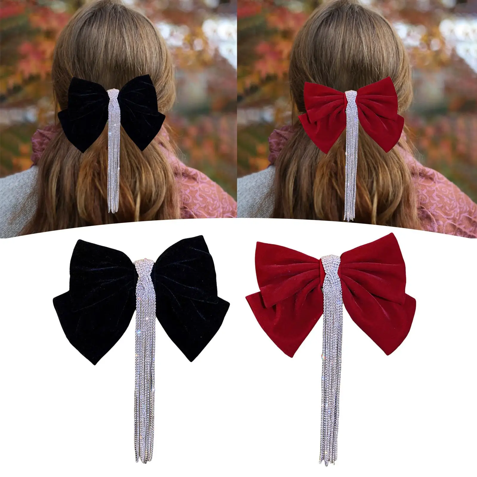 

Bowknot Fringe Hair Clip Ponytail Holder Headgear Hair Decoration Hairpin for