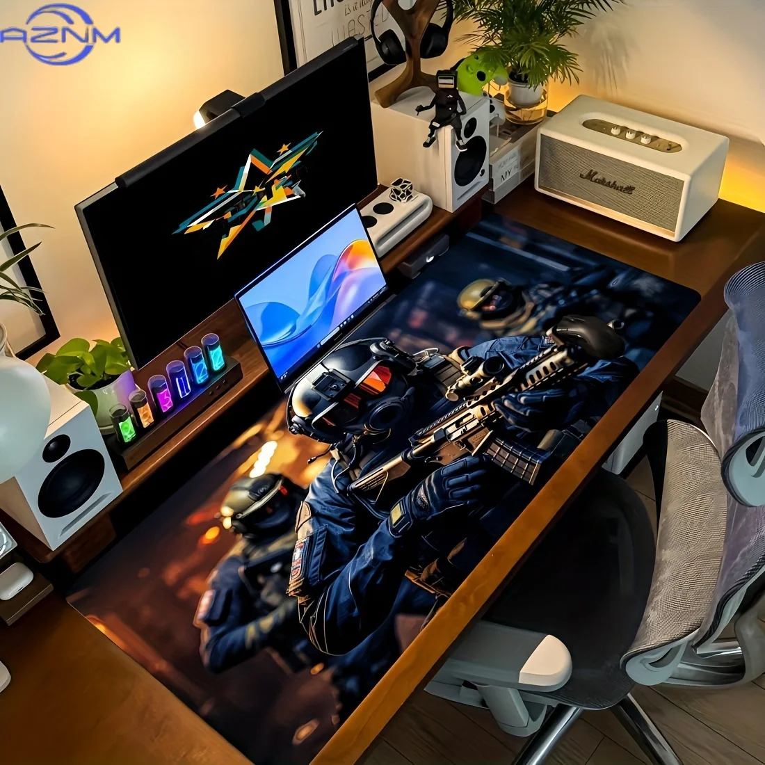Large Gaming Soldier Pattern Large Graphic Desktop Mouse Pad Non-Slip Desk Pad for Office PC Laptop Gaming for Desk Accessory