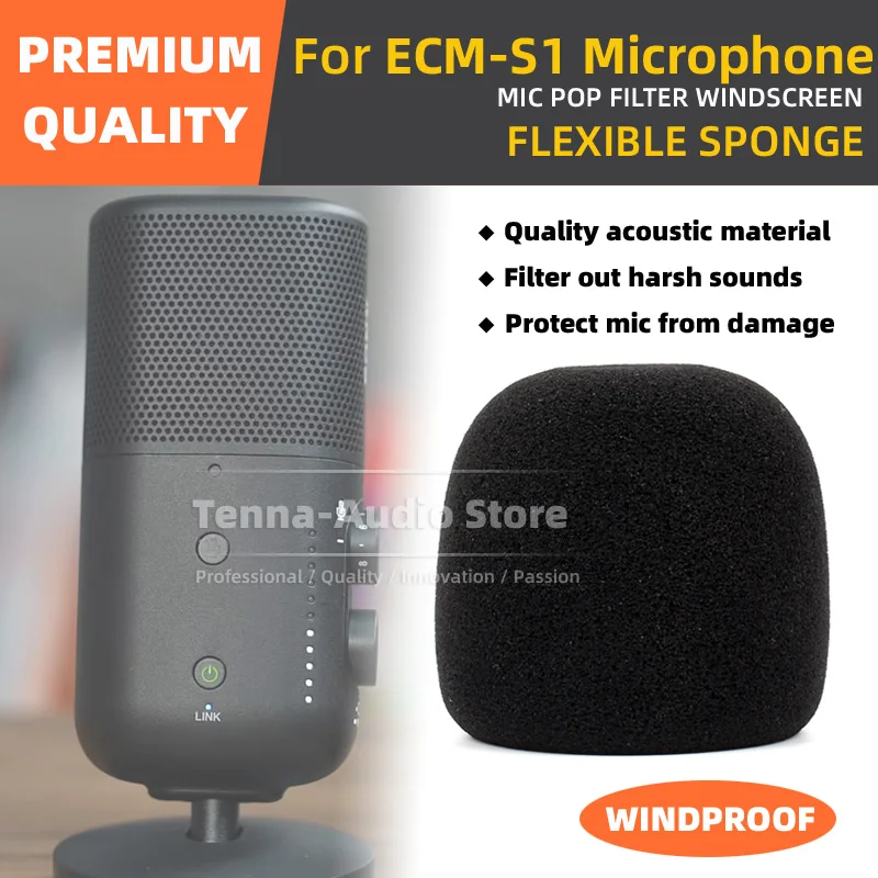 Replacement For SONY ECM S1 ECM-S1 S 1 Windscreen Mic Foam Shield Sponge Windproof Microphone Anti Pop Filter Windshield