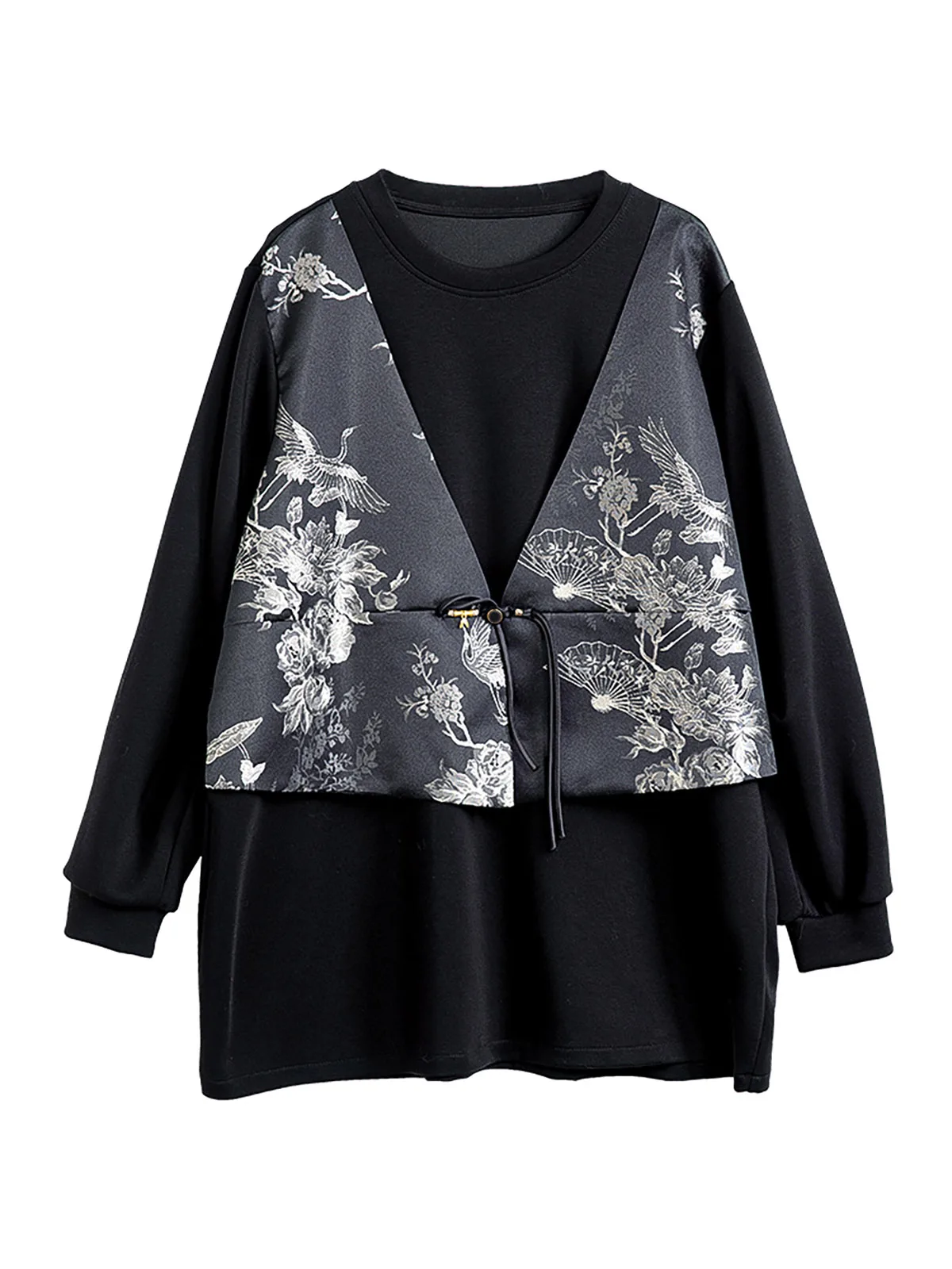 

2024 Women's Clothing Loose printed patchwork sweatshirt Spring Summer New No.45