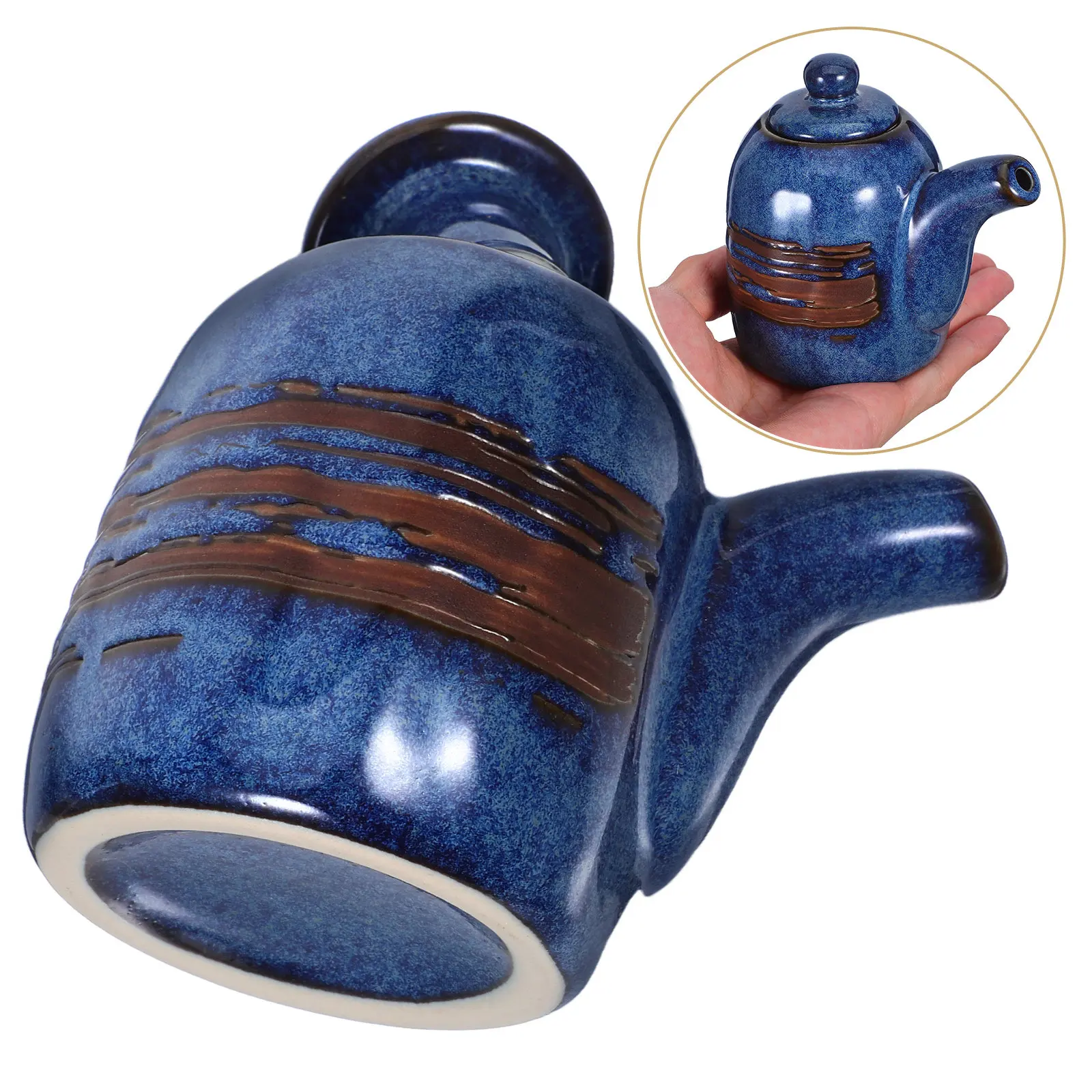 Olla de cerámica japonesa para salsa de soja, tarro vintage para condimentos, botella de cerámica para condimentos, dispensador de vinagre para cocina, cruet rústico para salsa Shoyu