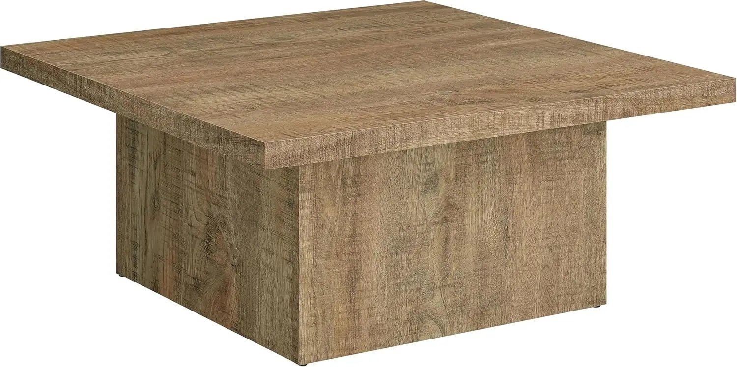 Square Cocktail Living Room Coffee Table Engineered Eco-Friendly Wood Look Laminate Veneer Rustic Farmhouse Mango Brown