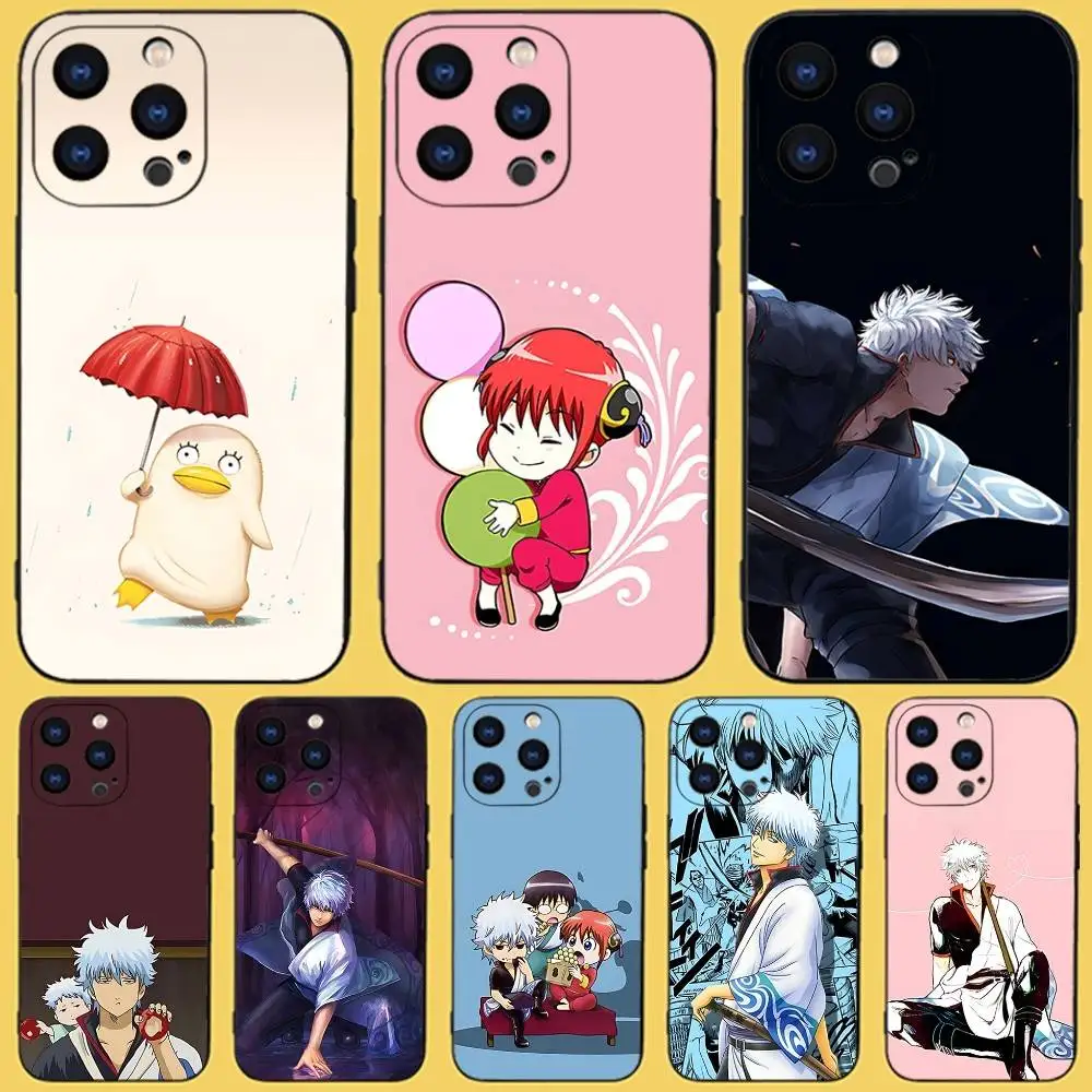 เคสโทรศัพท์ลายอนิเมะ G-GinTamaS สำหรับ iPhone 17,16,15,14,13,12,11,Pro,Max,Plus,X,XS,SE4,E,Mini,เคสนิ่มสีดำ