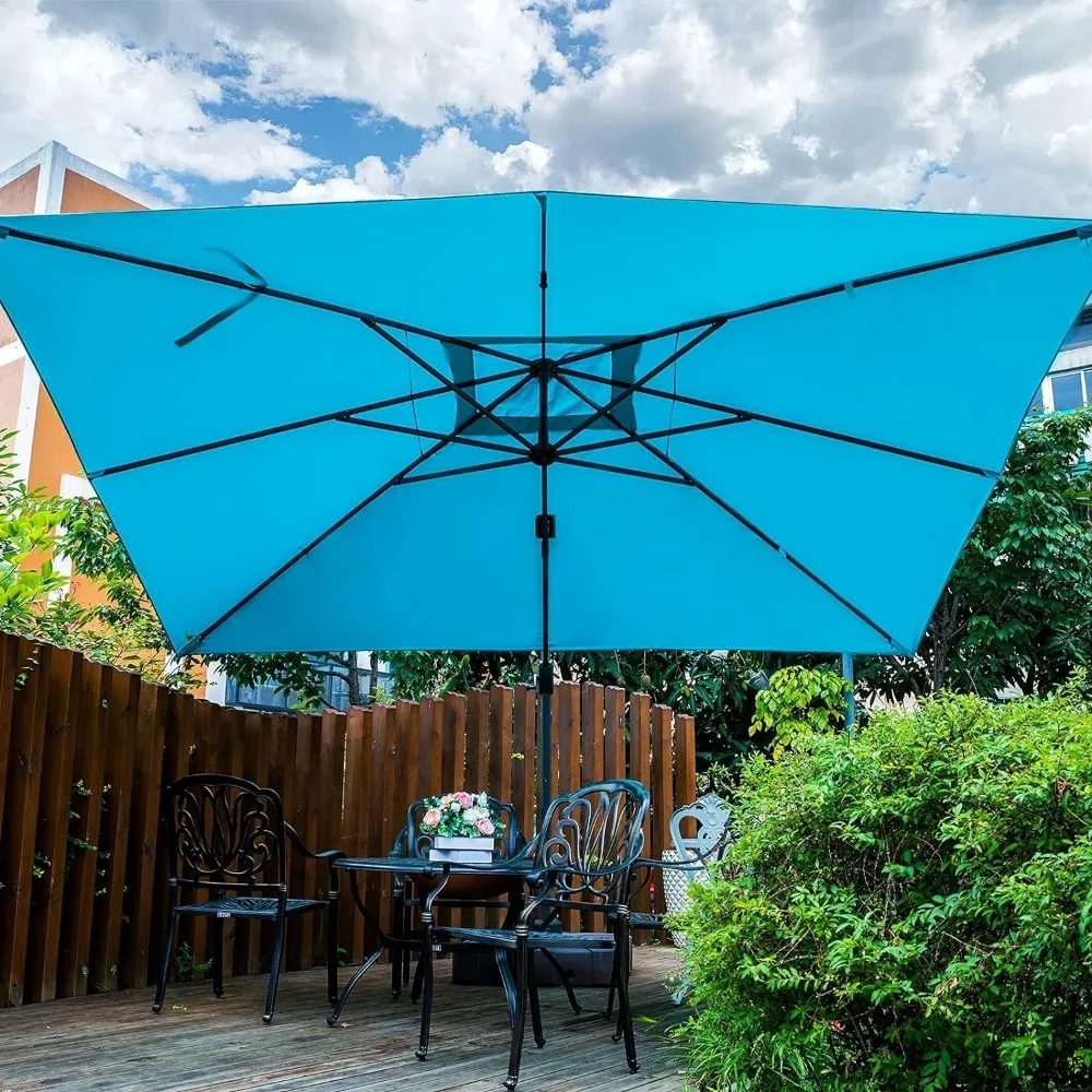 Sunnyglade 10x13Ft Cantilever Patio Umbrella Rectangular Deluxe Offset Umbrella 360°Rotation & Integrated Tilting System Patio