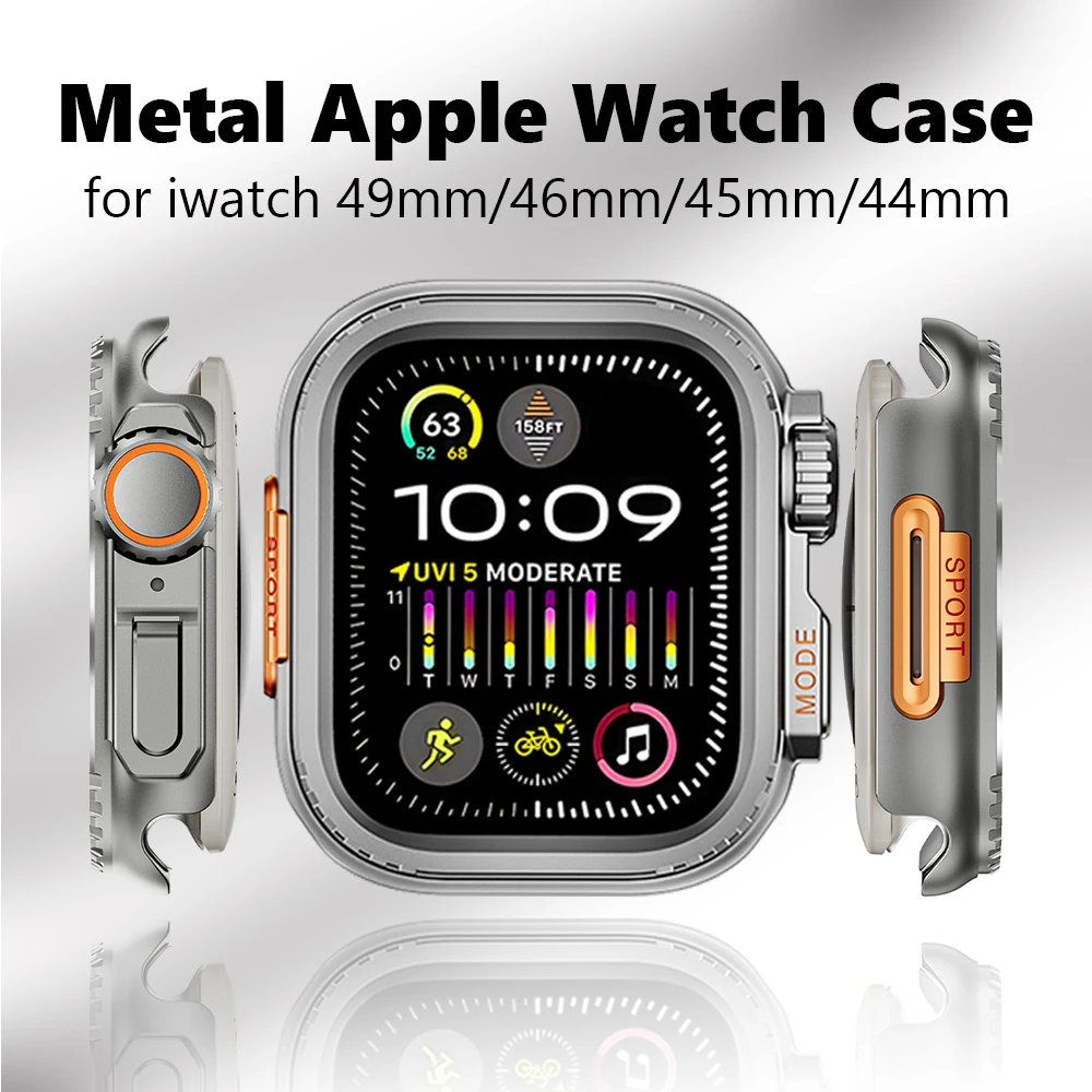 

Business Metal Case For Apple Watch Ultra2 49mm 10 46mm For iWatch Series9 8 7 6 5 SE 45mm 44mm No Screen Glass Cover Accessorie