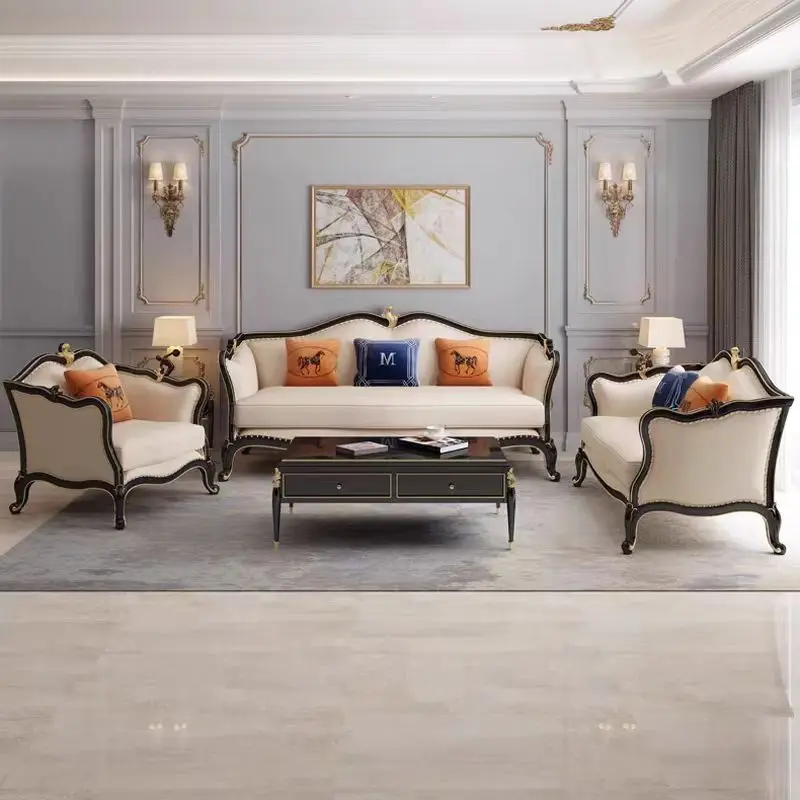 

Genuine Leather Living Room Sofas American Modern Solid Wood Living Room Sofa Elegant Lounge Woonkamer Banken Home Accessories