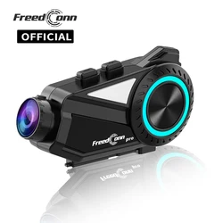 Freedconn r3 pro grupo capacete fone de ouvido bluetooth intercom dvr traço cam wi fi gravador vídeo 1440p app música fm para motocicleta