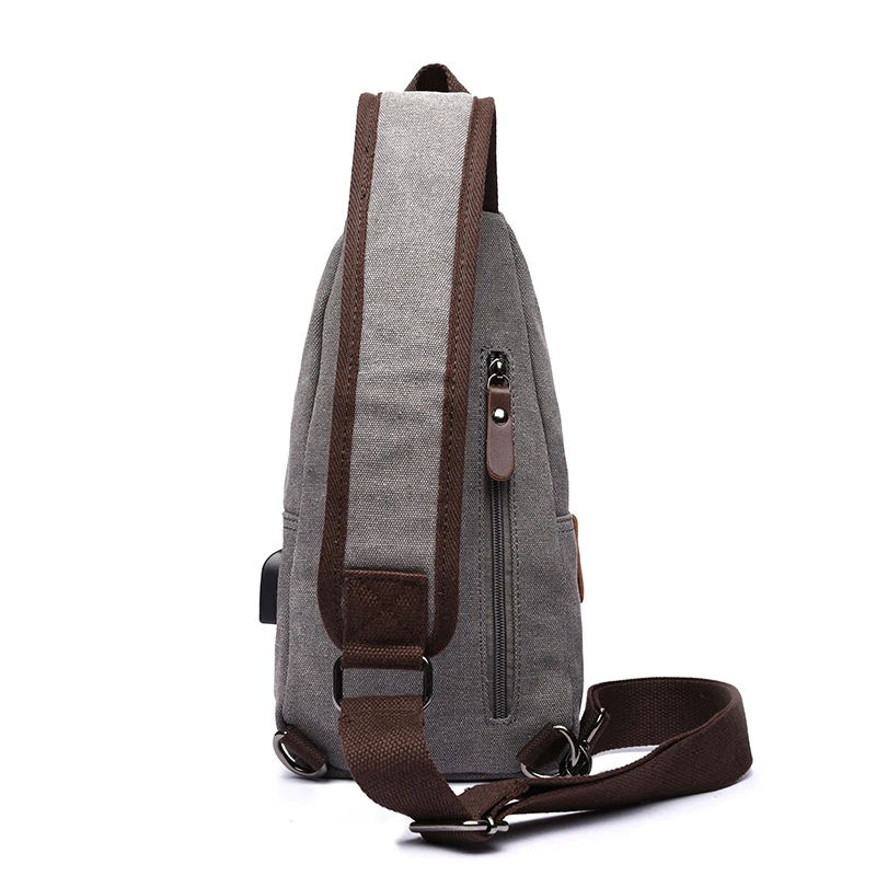 Mochila cruzada informal de un hombro para hombre, bolso de pecho de lona de alta calidad, multifuncional, USB, viaje deportivo, negocios, moda,