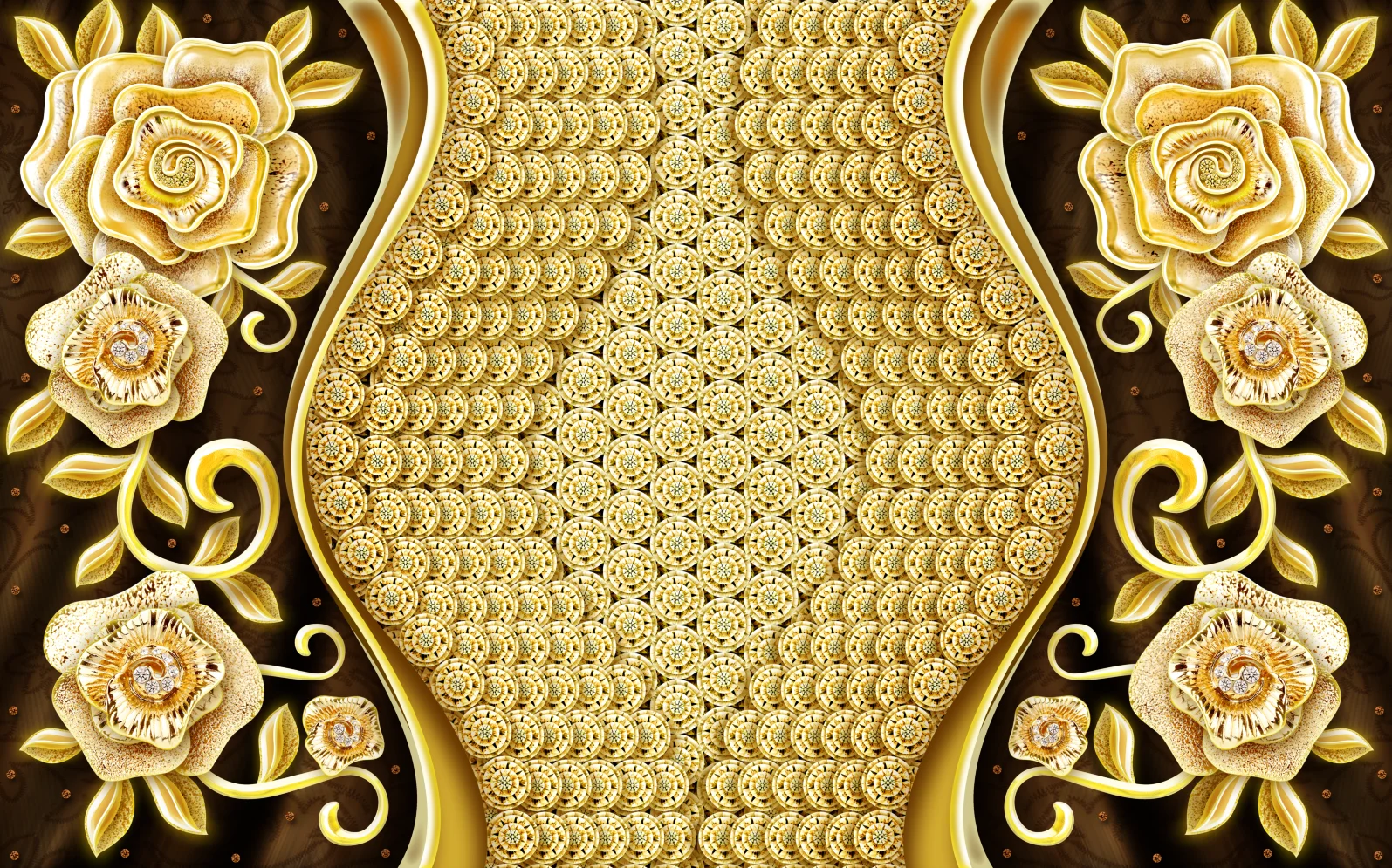Customized Wallpaper European 3D Palace Pearl Flower Mural Home Decoration Diamond Flower Decoration Painting 3d wallpaper
