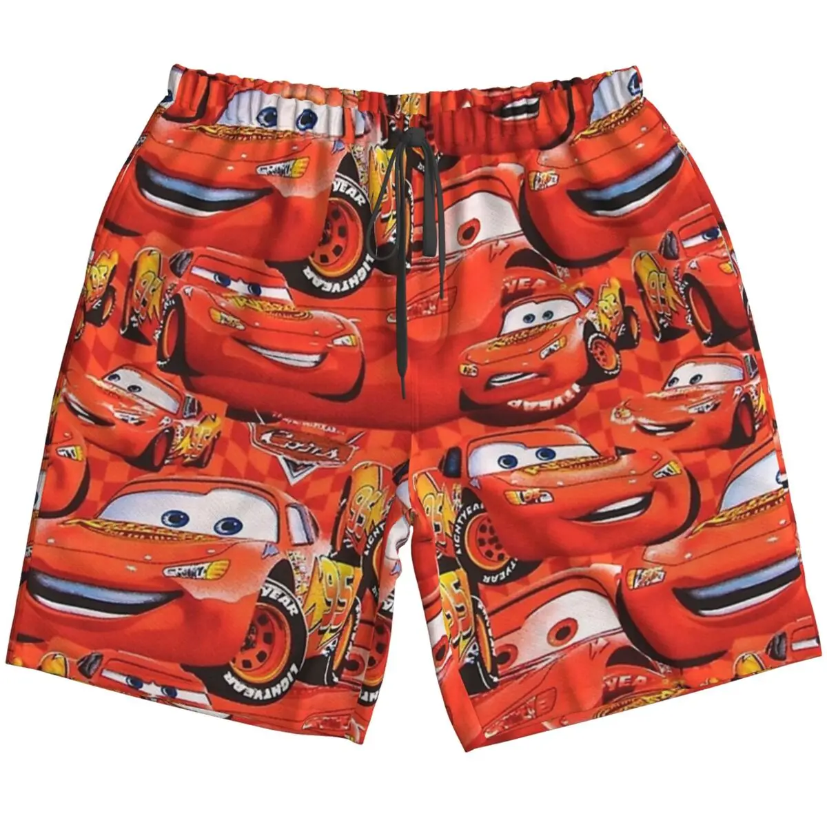 Lightning Mcqueen McQueen Face Men's Swim Trunks Quick Dry Cartoon Swimming Board Shorts Mesh Lining Beach Swimwear