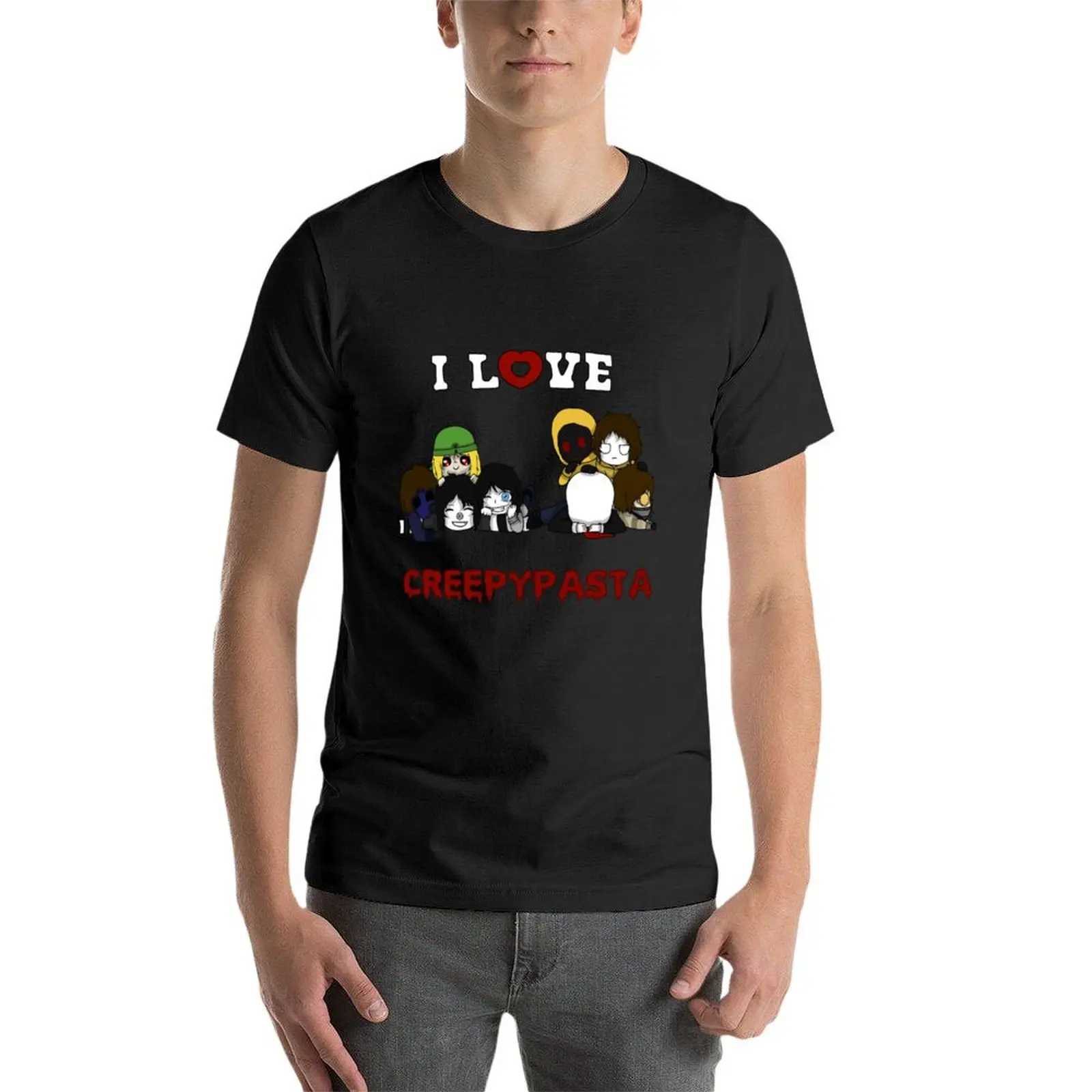 i love creepypasta chibi T-Shirt oversized oversizeds customs men clothings