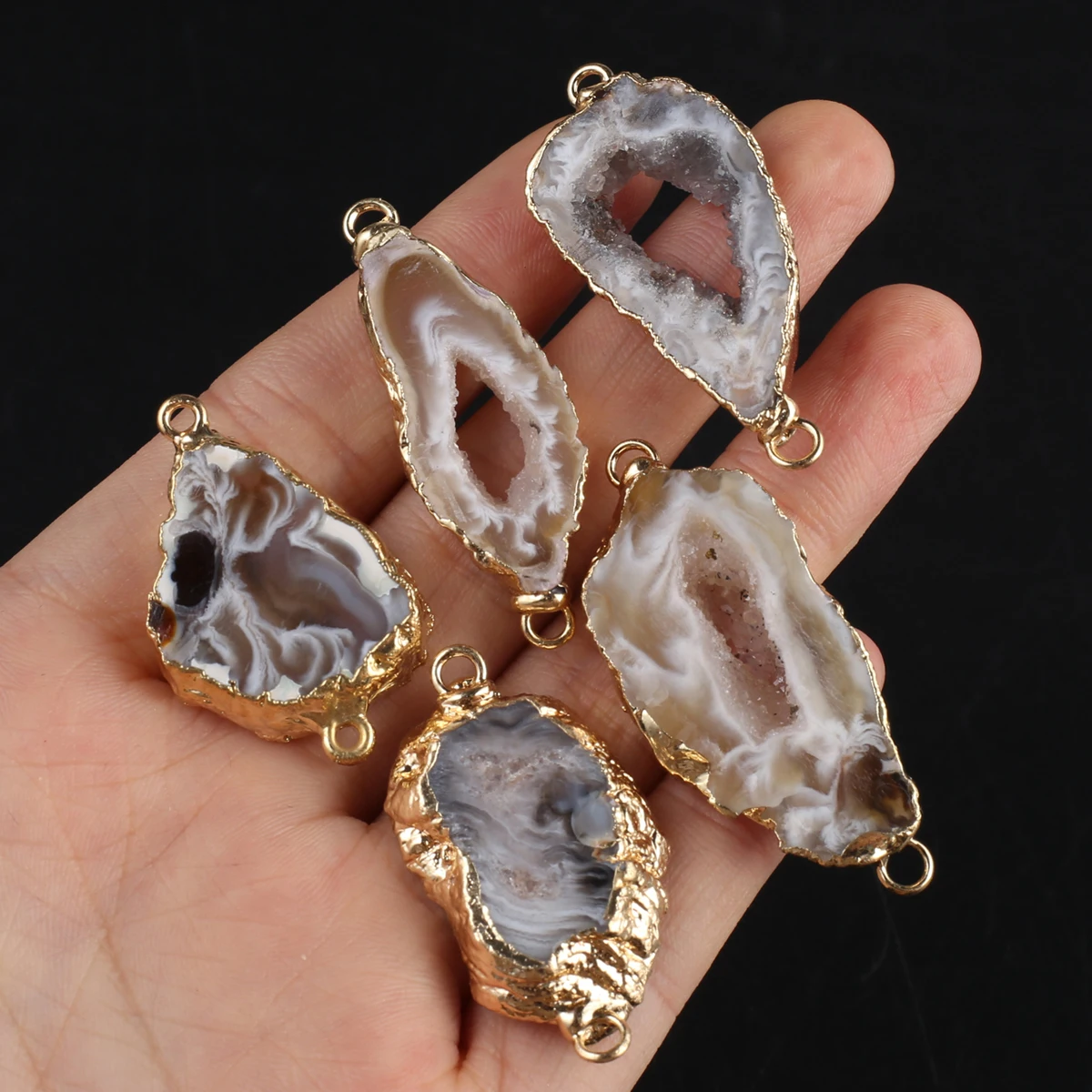 5PCS Wholesale Natural Semi Precious Stone Gray Embryo Agate Charm Jewelry Making DIY Necklace Earrings Gift 10-16x20-30mm