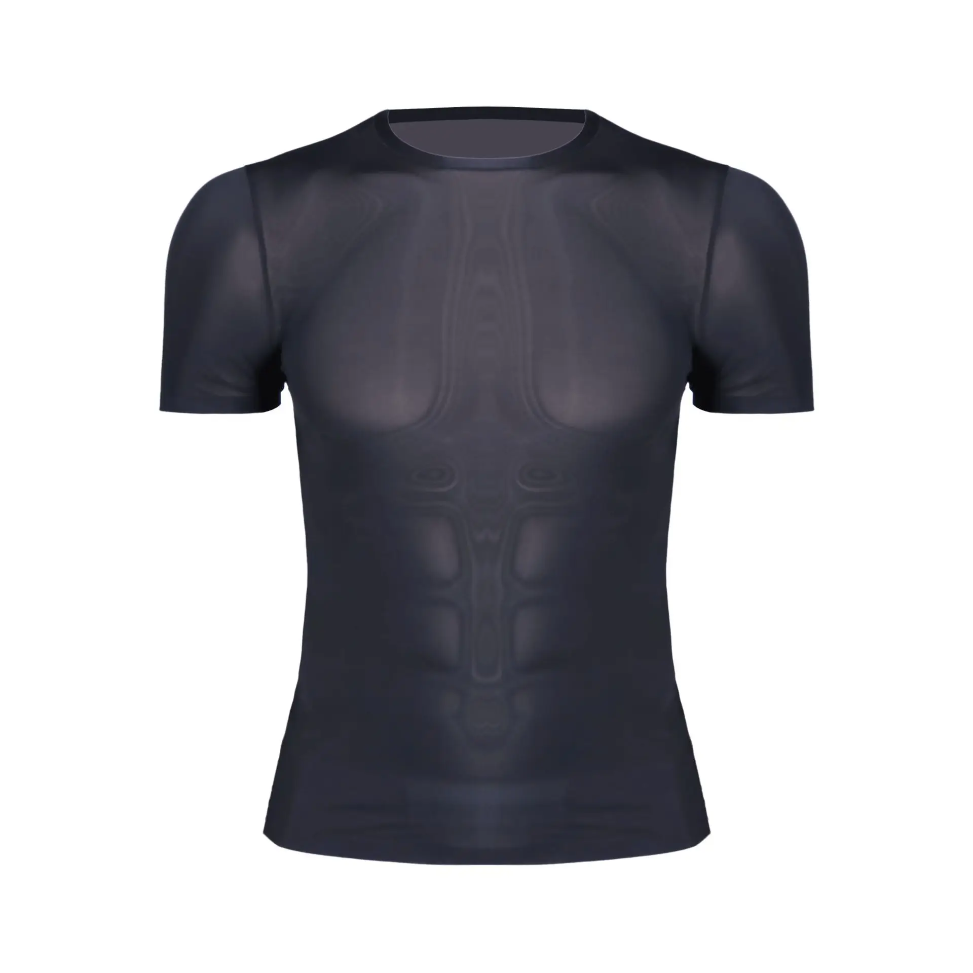 Fitness Top Shorts Sleeved Ice Silk T-shirt Men Ultra-thin Tight Fitting Sweat Absorbing See Through No Trace Sunscreen Clothing