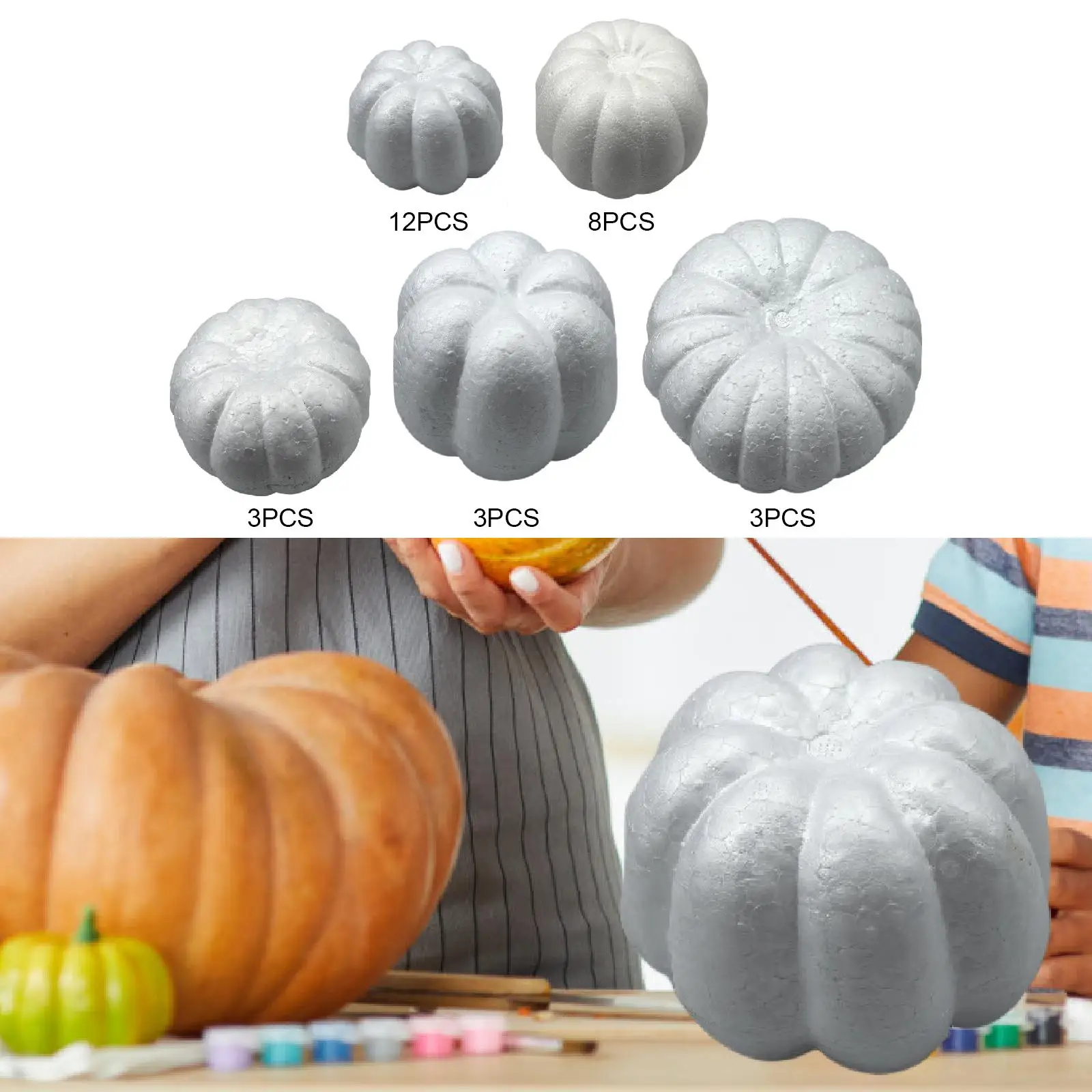Foam Pumpkins Art Crafts Ornament Versatile Props Decorative Artificial Pumpkins for Halloween Birthday Christmas Party Decor