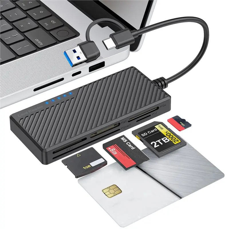 B27B USB 3.0/Type-C 5 In 1 High Speed Multifunctional Card Reader(Smart/SD TF/MS XD) For Digital Cameras