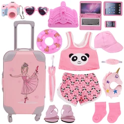 Pink Reborn Doll Clothes Shoes Suitcase Accessories Fit 18 Inch American&43Cm Reborn Baby Doll Our Generation Girls Toys