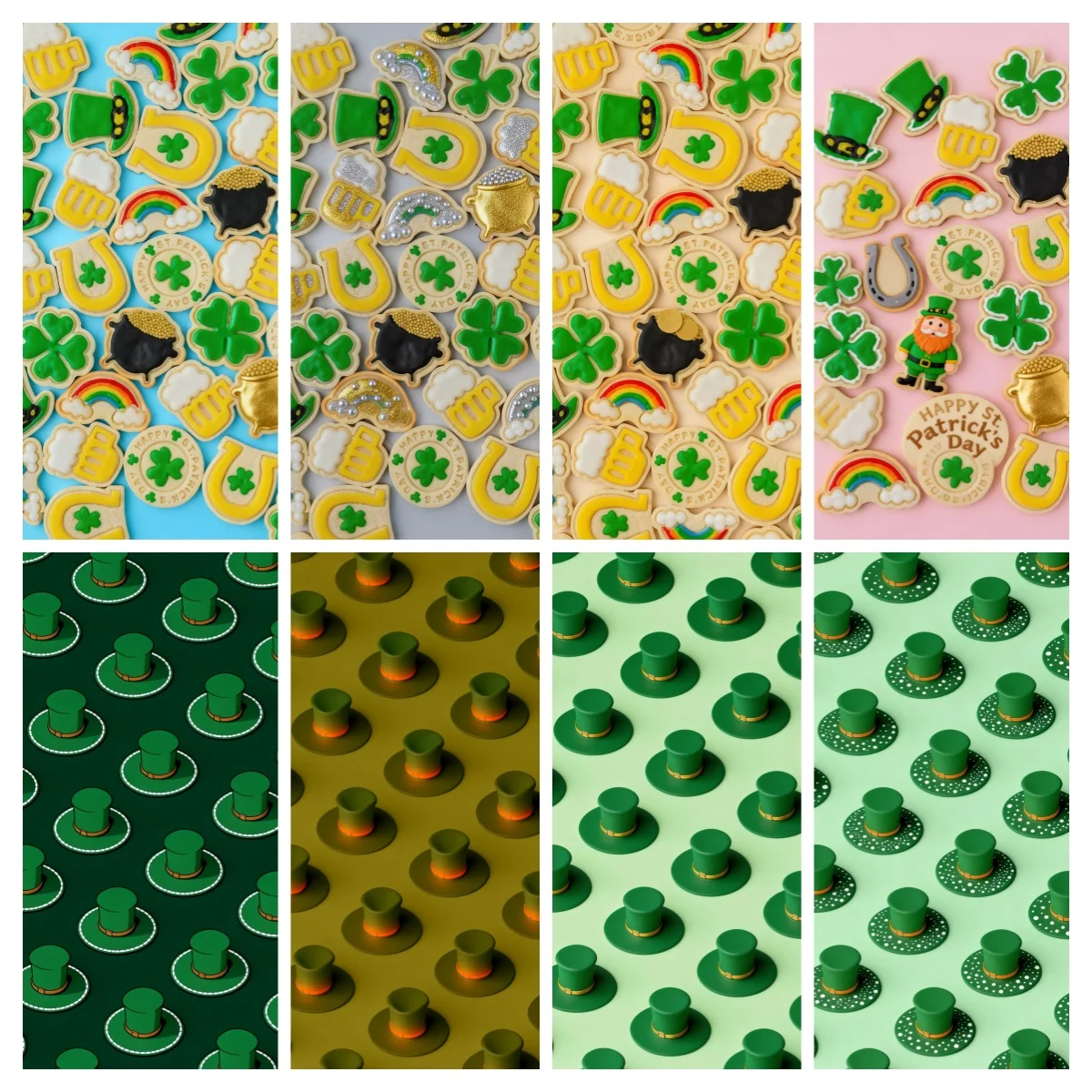 

St.Patrick's Day Door Sticker Self Adhesive Removable Shamrock Leprechaun Hat Door and Stick Door Decal for Irish Festival Decor