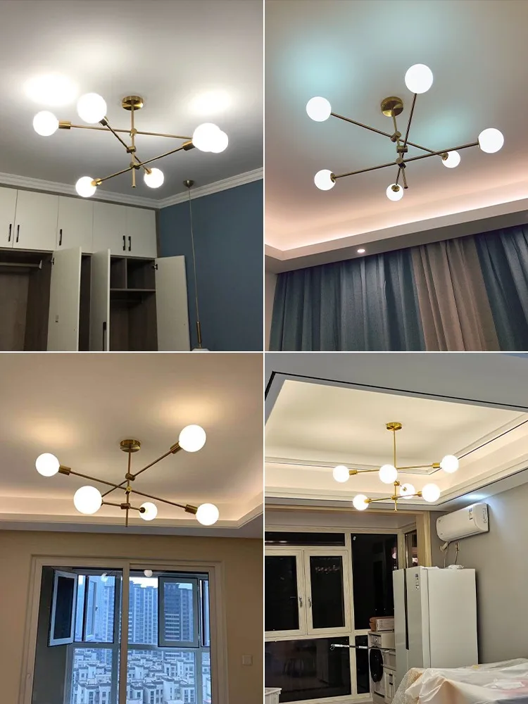 Simple Personality Restaurant Magic Beans All Copper Living Room Web Celebrity Bedroom Light Creative Minimalist Geometric Line