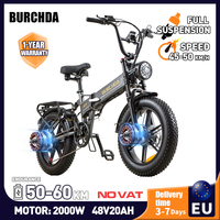 BURCHDA R7 Dual Motors 2000W Electric Bicycle 48V20AH Lithium Battery 20Inch 4.0 Fat Tire 2025 Foldable City Ebike For Adults