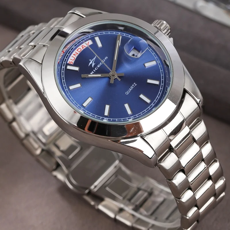 Fashion Watch Casual Clock for Men Business Daily Stainless Steel Quartz Wristwatch Clock Watch for Couples Father Gift