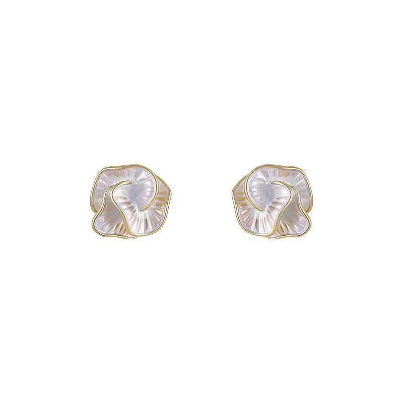 2025 Niche Design Light Luxury Temperament Unique Camellia Stud Earrings For Women Fashion Simple Metal Jewelry Gifts Wholesale