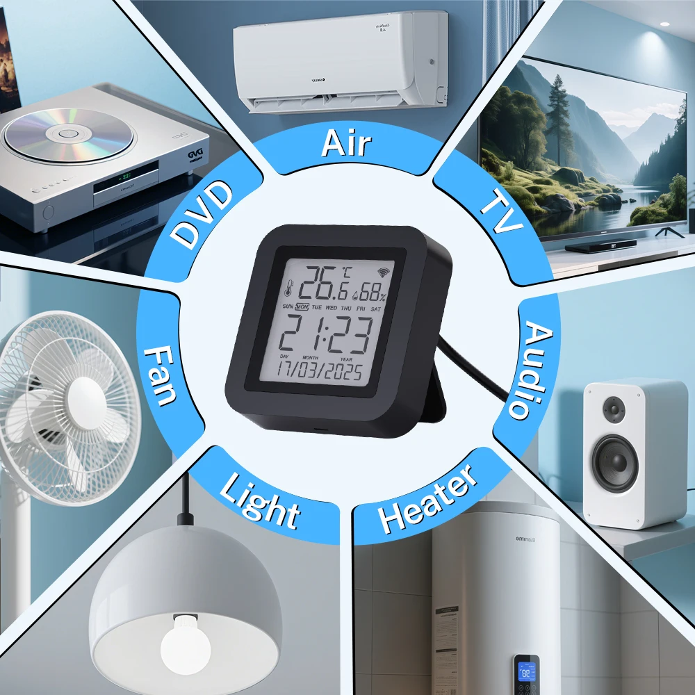 Uniwersalny pilot na podczerwień Tuya Smart z czujnikiem temperatury i wilgotności do klimatyzacji, telewizora, AC, współpracuje z Google Home, Yandex i Alexa. — zdjęcie produktu 3