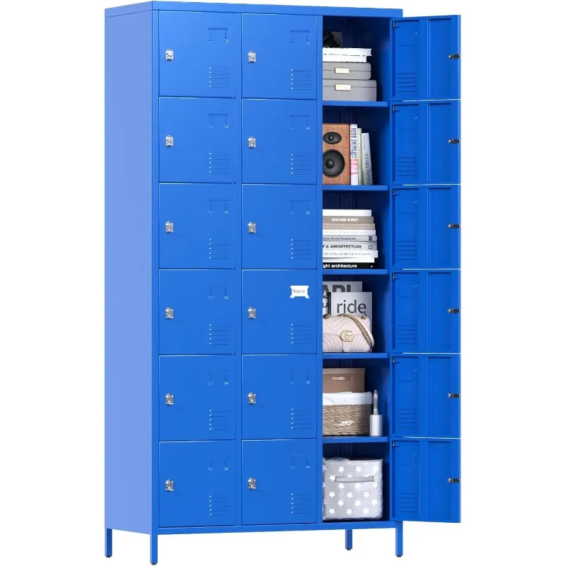 18 Doors Metal Storage Locker for Employees, Storage Locker for School Office Gym Bedroom, Industrial Steel Storage Locker
