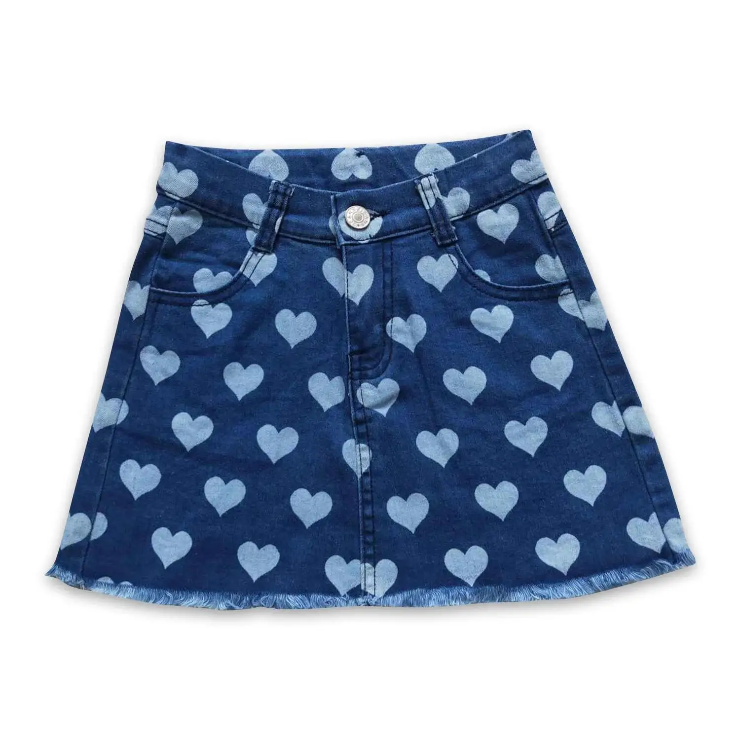 

Baby Girls Heart Print Denim Skirt Summer Valentines Theme Cute Baby Girls Skirt for Little Fashionistas
