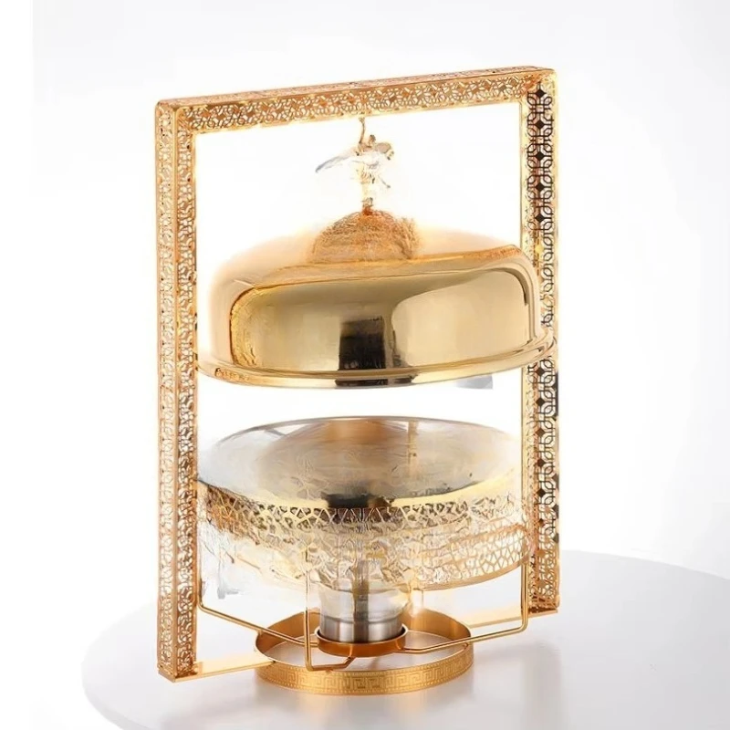 8L stainless steel gold buffet stove with fuel heating method frame, including food heater hot pot