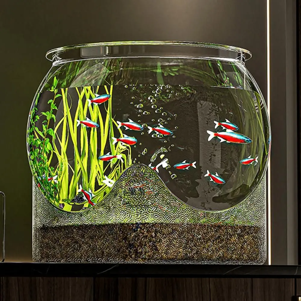 2025 Clear Fish Tank Resistant Falling Round Desktop Aquarium Multifunctional Durable Ornamental Fish Decor