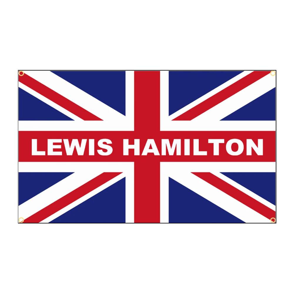 90x150cm 3 x5fts Lewis Hamilton sulla bandiera britannica