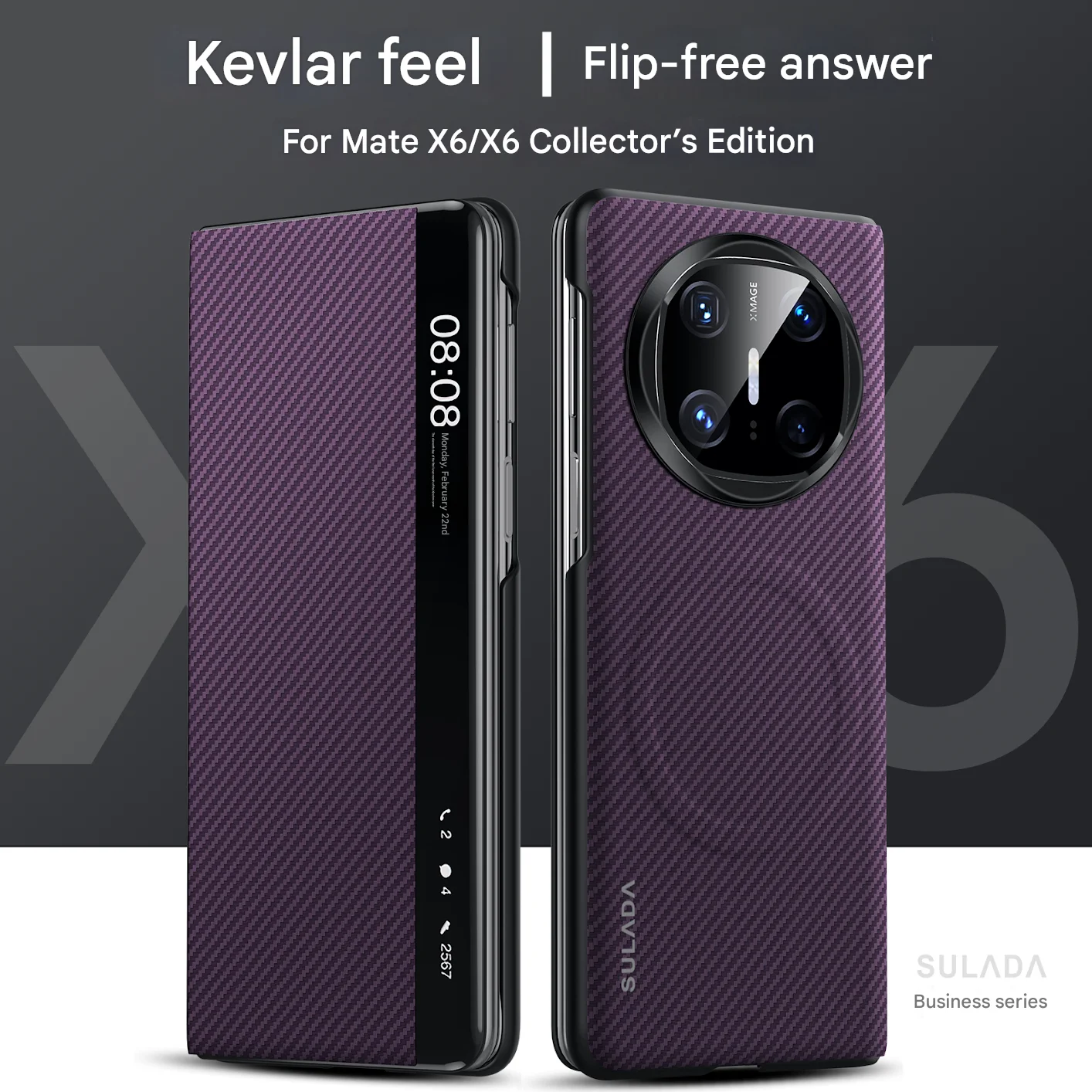 

Текстурированный матовый чехол из углеродного волокна 600D для Huawei x6, магнитный откидной чехол, складной, все включено, защита, умное окно