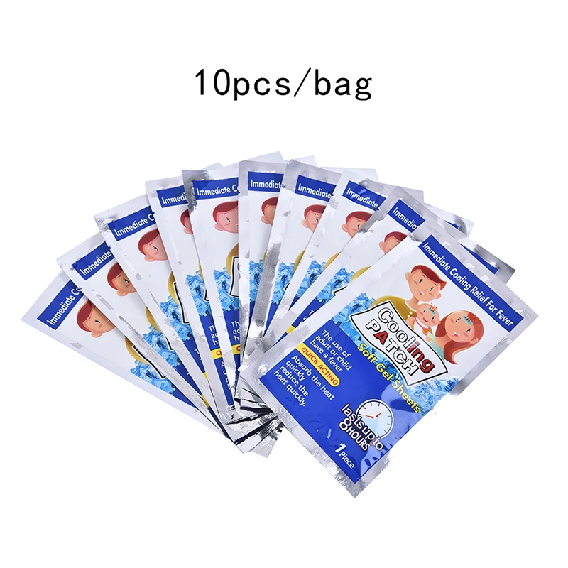 10Pcs/bag Baby Cooling Patches for Fever Discomfort & Pain Relief, Kids Adults Cooling Relief Fever Reducer Sticker for Summer