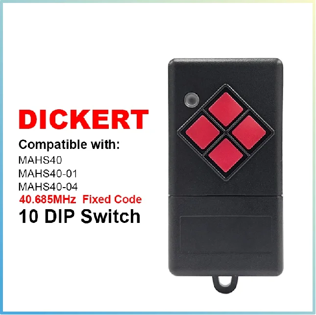 Compatible With DICKERT MAHS40-04 40.685 mhz Garage Door Remote Control 4 Red Buttons Key Hand-held Transmitter