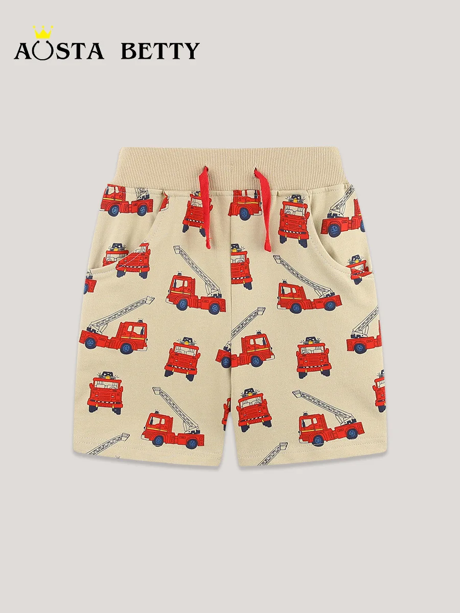 

2025 Summer Boys Sports Pants Fashion Car Print children's Shorts For 2-7Years Kids Mid-rise Knit Cotton Five-point Pants